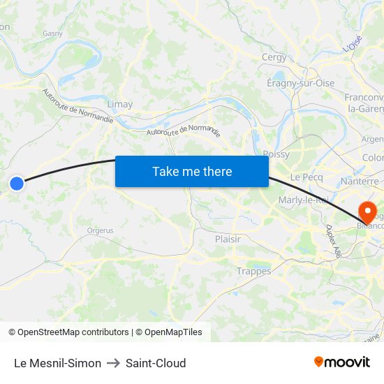 Le Mesnil-Simon to Saint-Cloud map