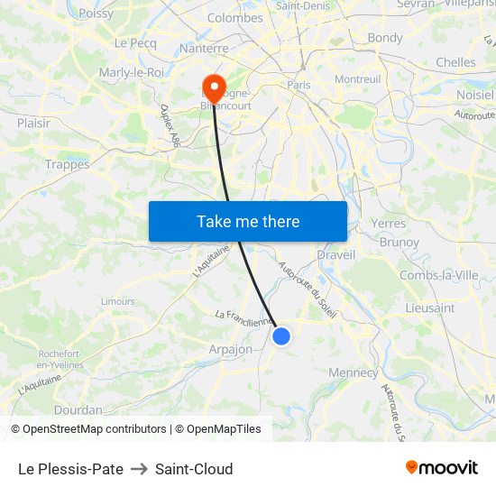 Le Plessis-Pate to Saint-Cloud map