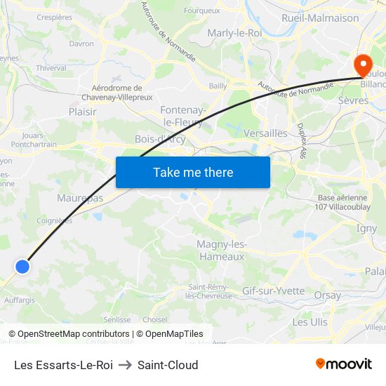 Les Essarts-Le-Roi to Saint-Cloud map