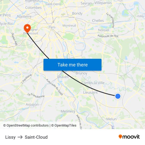 Lissy to Saint-Cloud map