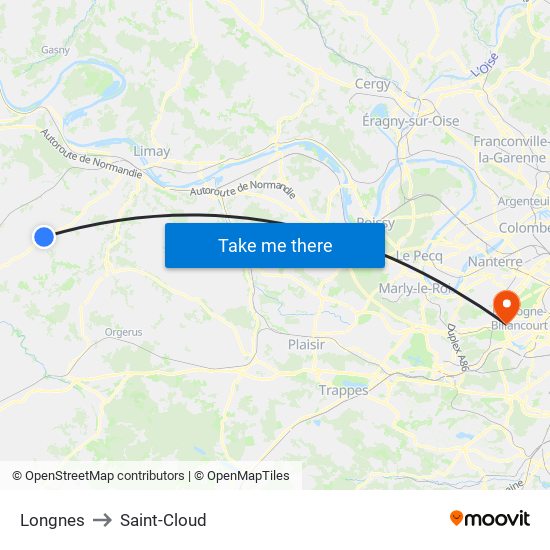 Longnes to Saint-Cloud map