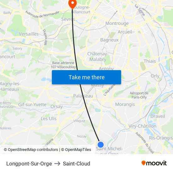 Longpont-Sur-Orge to Saint-Cloud map