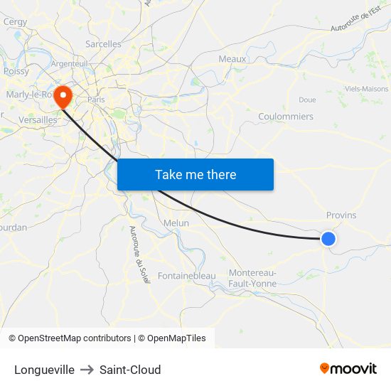 Longueville to Saint-Cloud map
