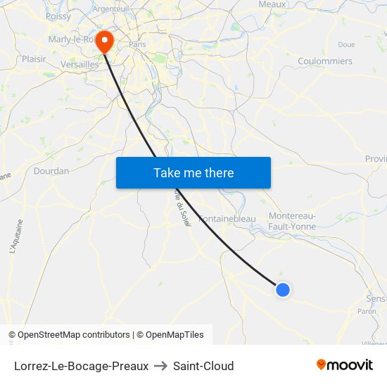 Lorrez-Le-Bocage-Preaux to Saint-Cloud map