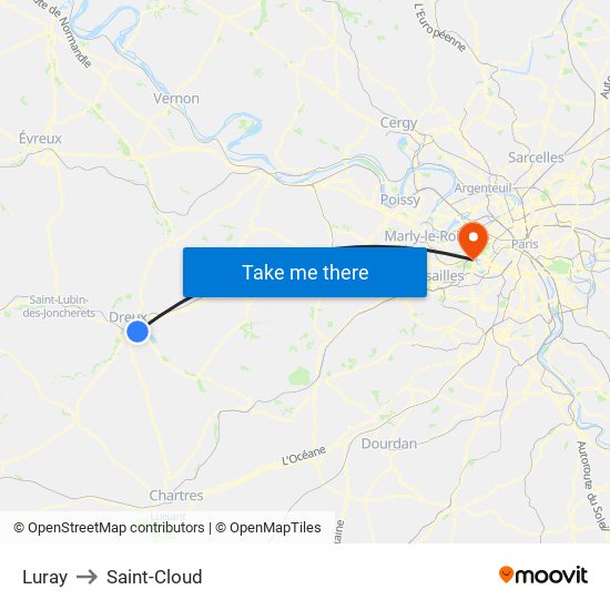 Luray to Saint-Cloud map