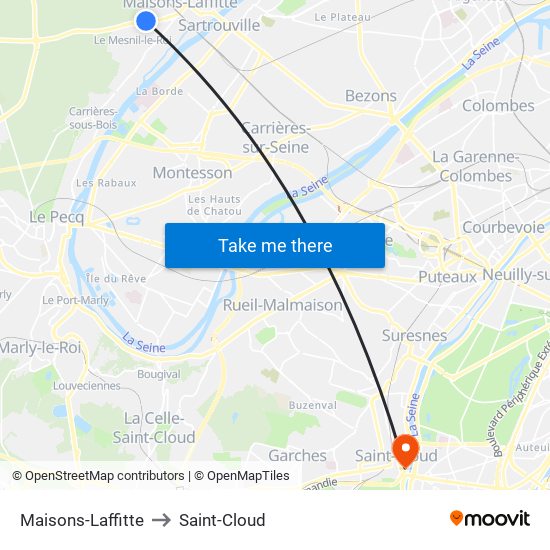 Maisons-Laffitte to Saint-Cloud map