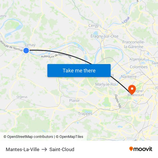 Mantes-La-Ville to Saint-Cloud map