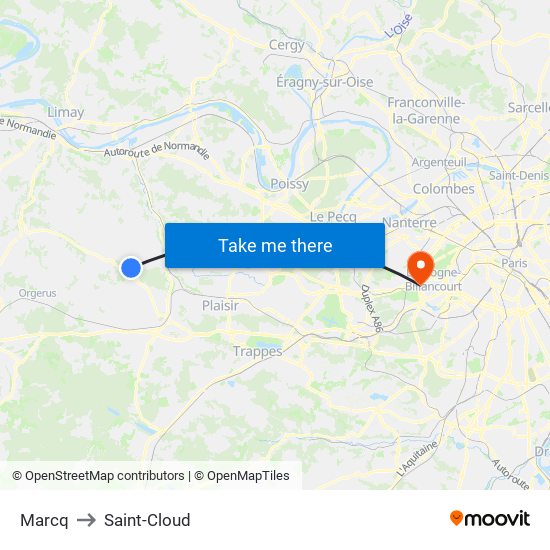 Marcq to Saint-Cloud map