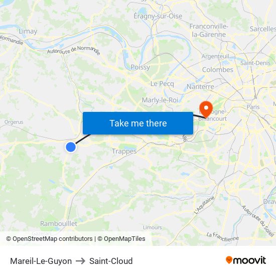 Mareil-Le-Guyon to Saint-Cloud map