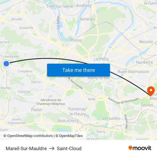 Mareil-Sur-Mauldre to Saint-Cloud map