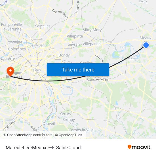 Mareuil-Les-Meaux to Saint-Cloud map