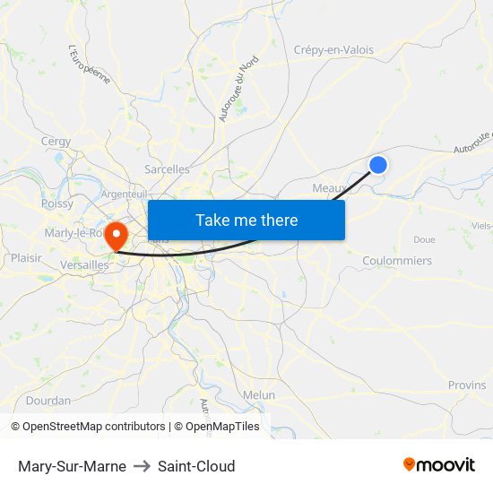 Mary-Sur-Marne to Saint-Cloud map