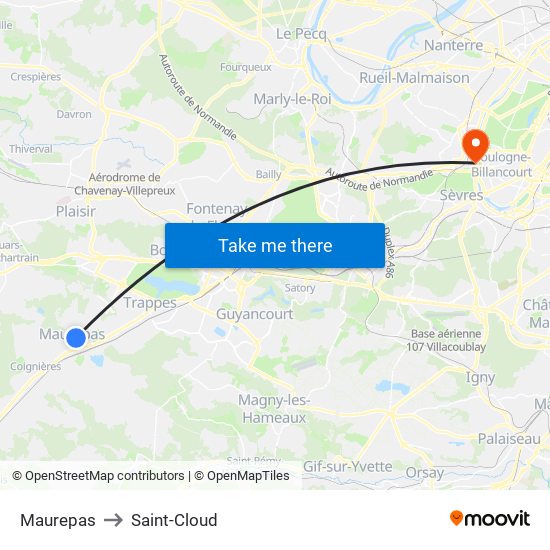 Maurepas to Saint-Cloud map