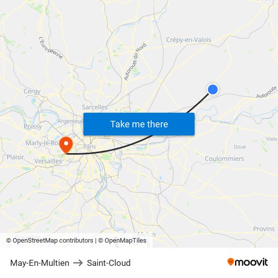 May-En-Multien to Saint-Cloud map