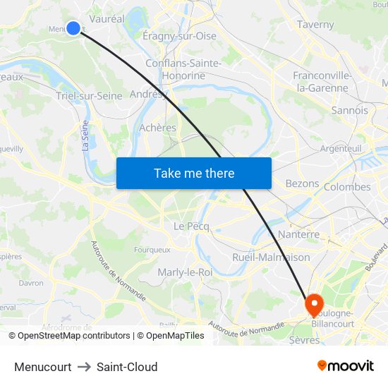 Menucourt to Saint-Cloud map