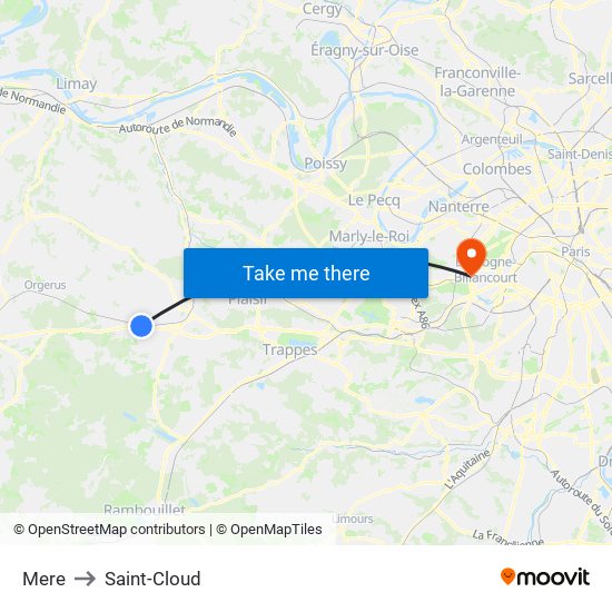 Mere to Saint-Cloud map