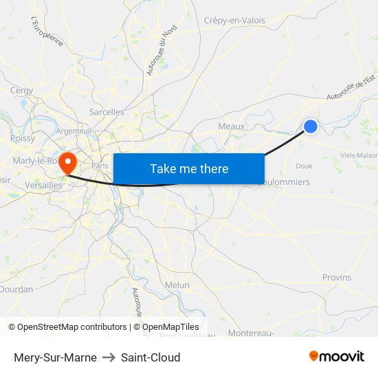 Mery-Sur-Marne to Saint-Cloud map