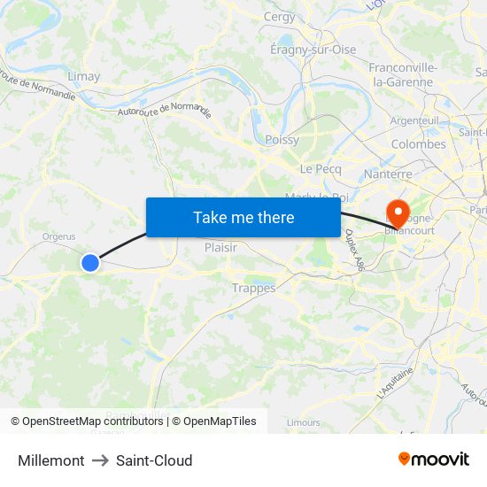 Millemont to Saint-Cloud map