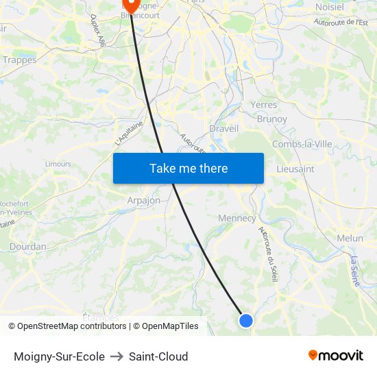 Moigny-Sur-Ecole to Saint-Cloud map