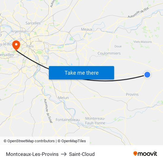 Montceaux-Les-Provins to Saint-Cloud map