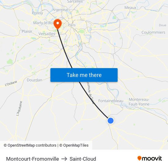 Montcourt-Fromonville to Saint-Cloud map