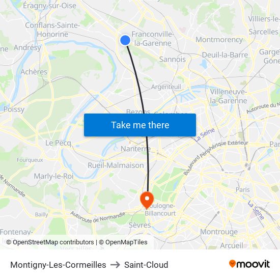 Montigny-Les-Cormeilles to Saint-Cloud map