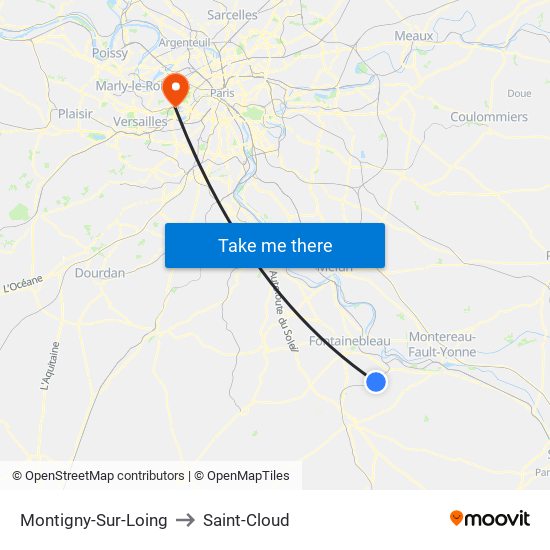 Montigny-Sur-Loing to Saint-Cloud map