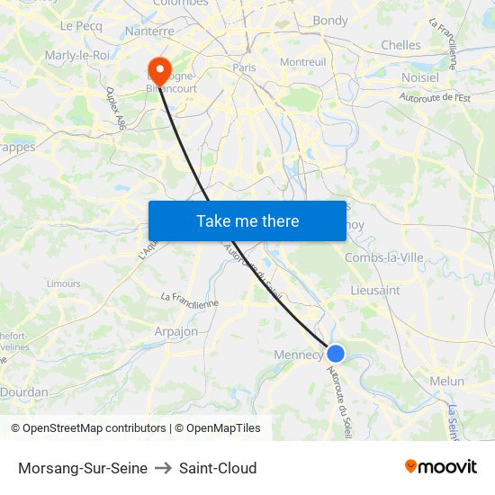 Morsang-Sur-Seine to Saint-Cloud map