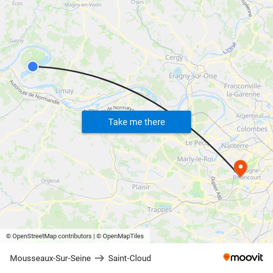Mousseaux-Sur-Seine to Saint-Cloud map