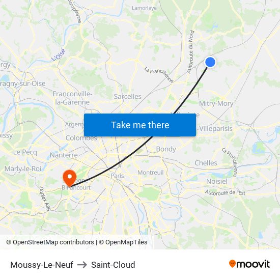 Moussy-Le-Neuf to Saint-Cloud map