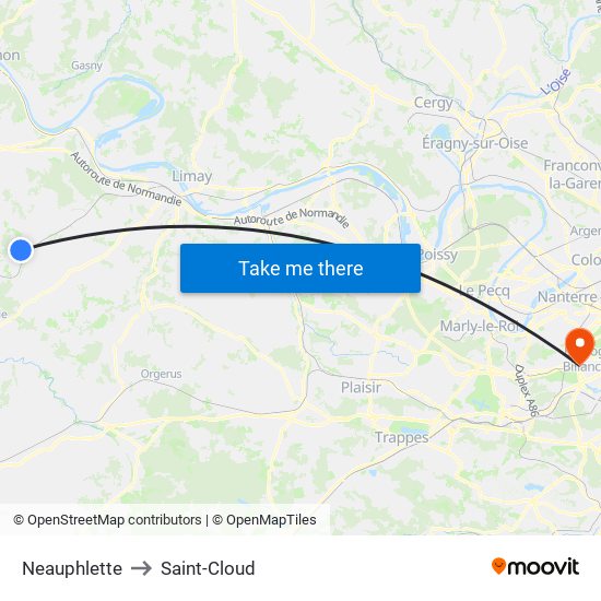Neauphlette to Saint-Cloud map