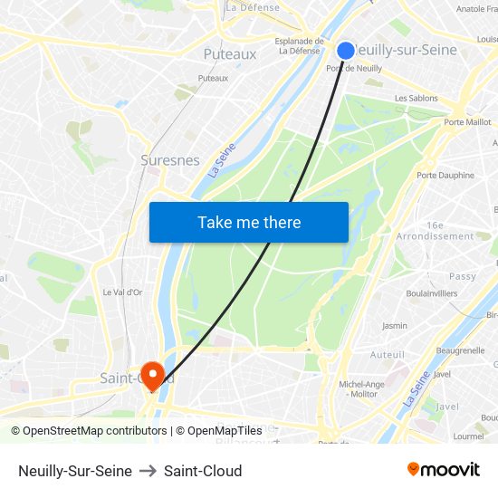 Neuilly-Sur-Seine to Saint-Cloud map