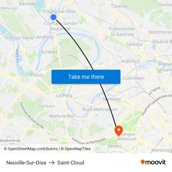 Neuville-Sur-Oise to Saint-Cloud map