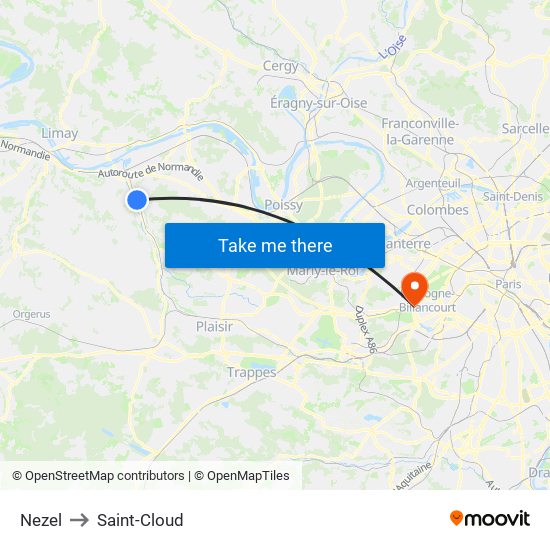 Nezel to Saint-Cloud map