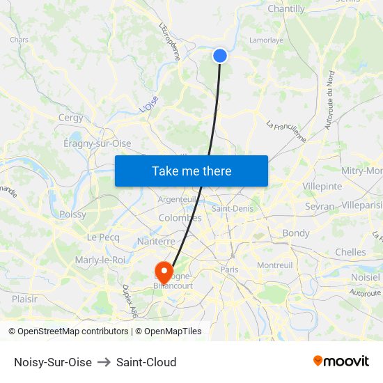 Noisy-Sur-Oise to Saint-Cloud map