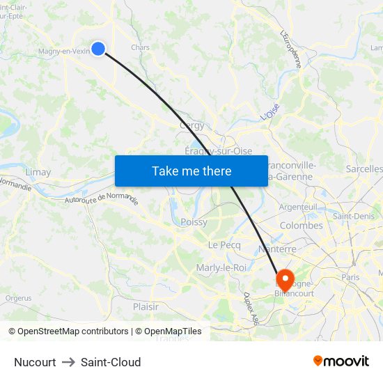 Nucourt to Saint-Cloud map
