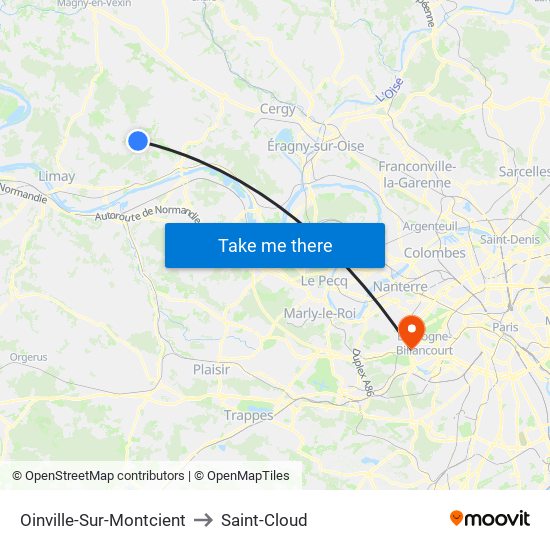 Oinville-Sur-Montcient to Saint-Cloud map