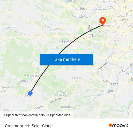 Orcemont to Saint-Cloud map
