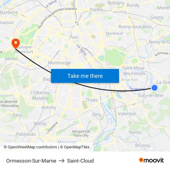 Ormesson-Sur-Marne to Saint-Cloud map