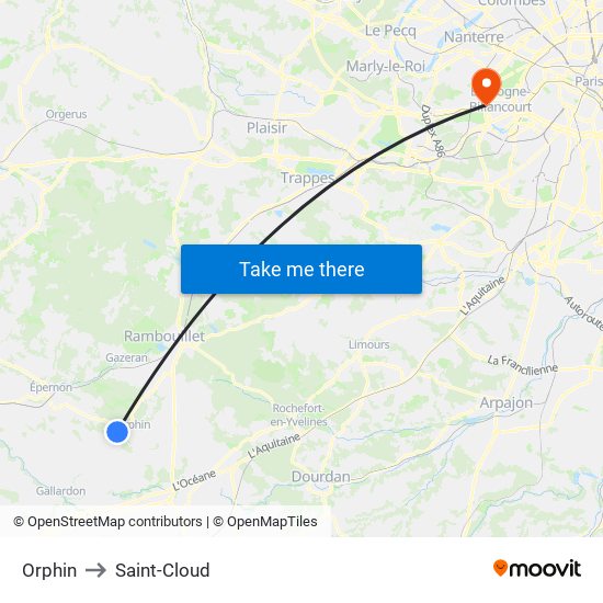 Orphin to Saint-Cloud map