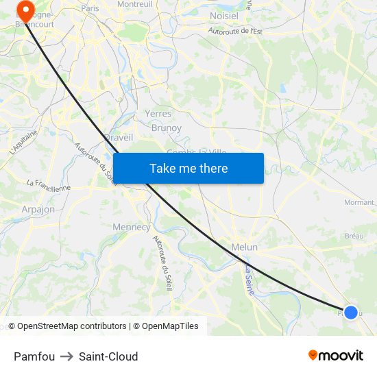 Pamfou to Saint-Cloud map