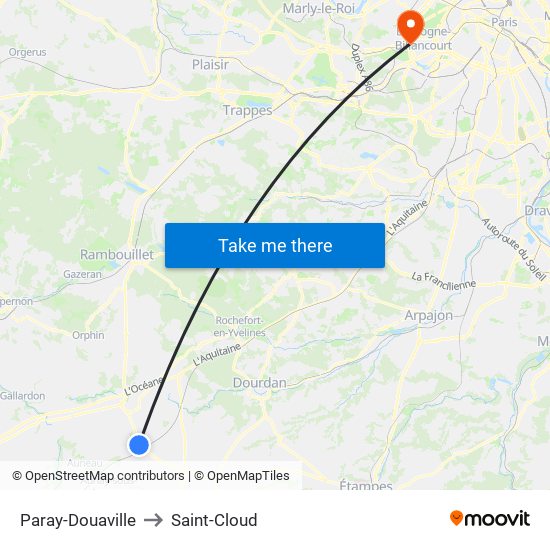 Paray-Douaville to Saint-Cloud map