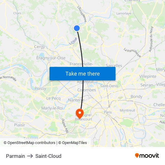 Parmain to Saint-Cloud map
