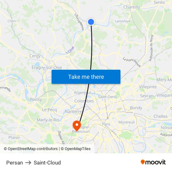 Persan to Saint-Cloud map