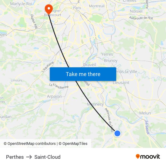 Perthes to Saint-Cloud map