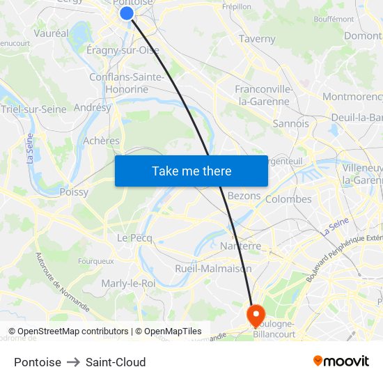 Pontoise to Saint-Cloud map