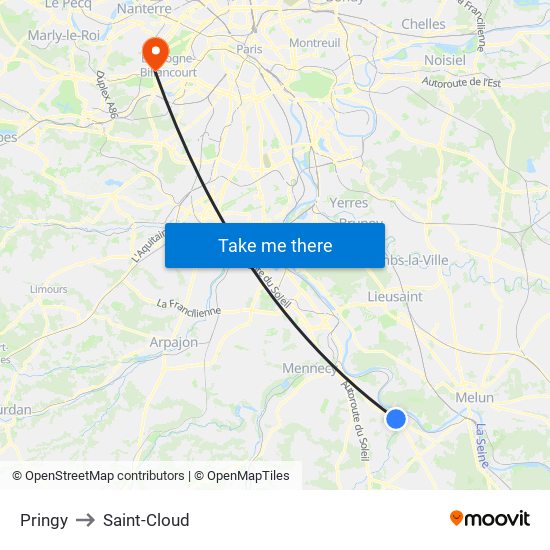 Pringy to Saint-Cloud map