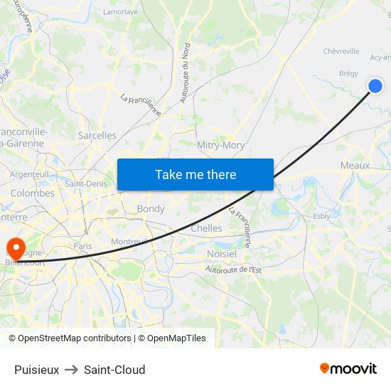 Puisieux to Saint-Cloud map