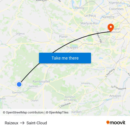 Raizeux to Saint-Cloud map