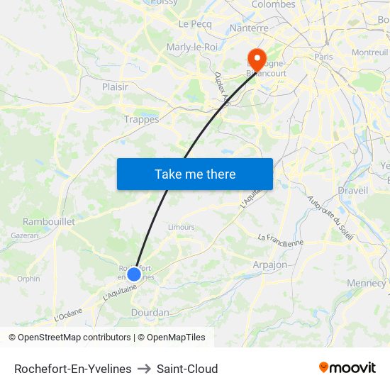 Rochefort-En-Yvelines to Saint-Cloud map